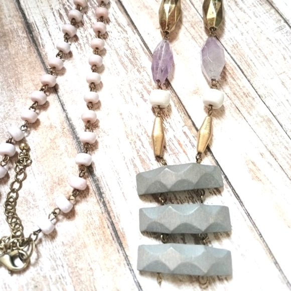 necklace amethyst quartz wood - Picture 6 of 8